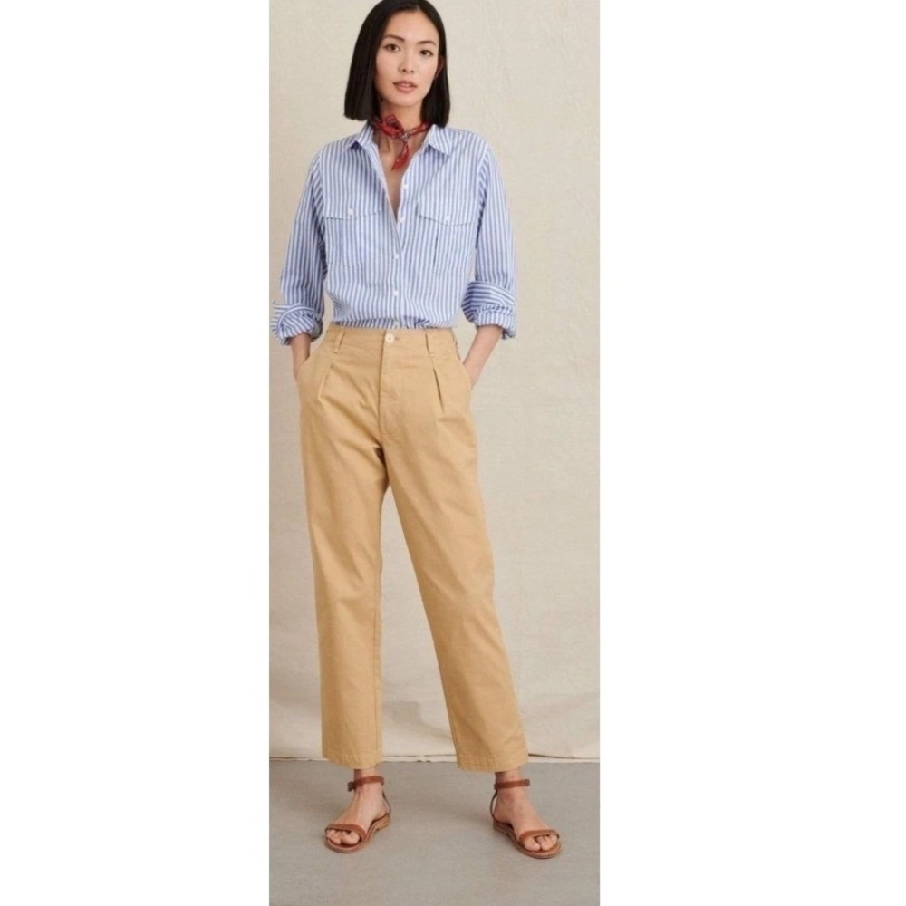 Alex Mill Khaki Tan High-Rise Straight Trousers